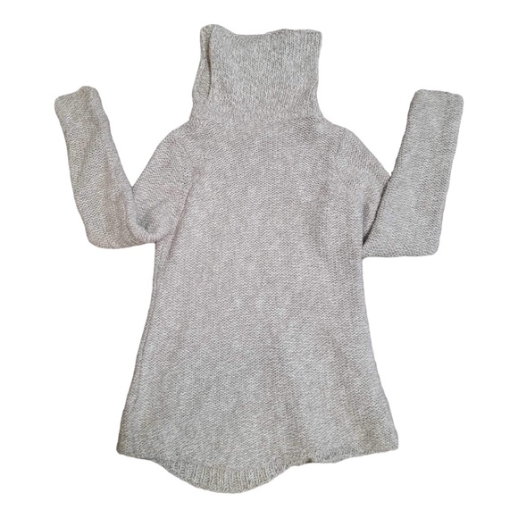 Anthropologie Moth Fern Chunky Knit Sweater Asymmetrical Oatmeal Tan Medium - Picture 4 of 4